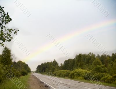 Rainbow and road
