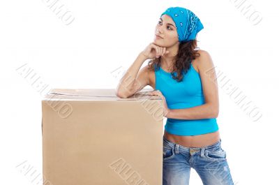 Woman with box