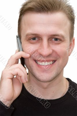 smiling man with mobile