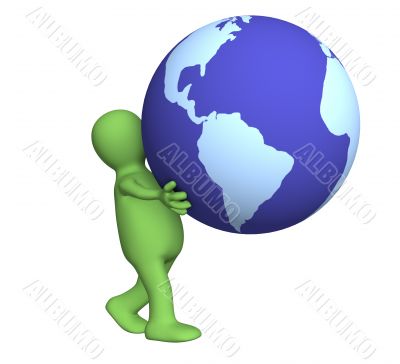 The 3d person carrying in hands globe