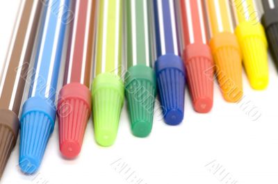 colored markers on white