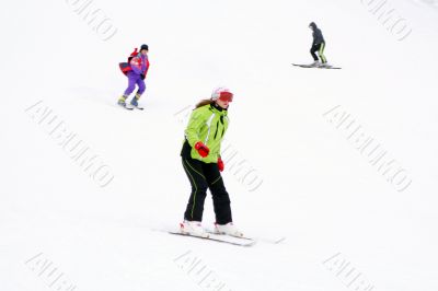 Three skiers