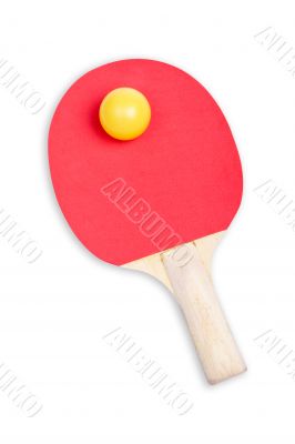 Ping pong paddle and yellow ball