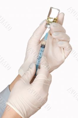 Syringe in hand