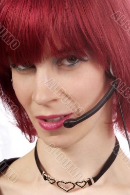 woman with headset