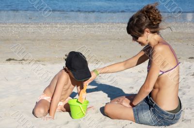 Playing on the beach
