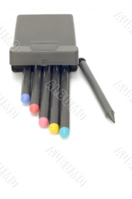 colored soft-tip pen in box