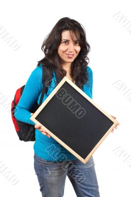 Holding the chalkboard