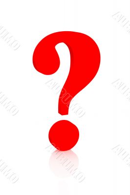 Question mark of red color - objects over white