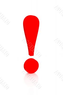 Exclamation mark of red color - objects over white