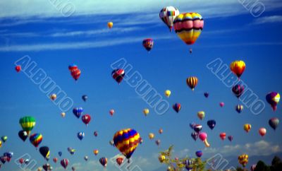 Hot air balloons agaisnt blue sky