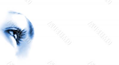 Women`s eye - looking forward.Isolated on white.