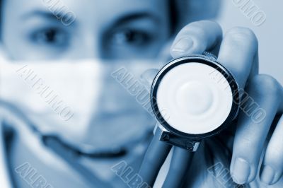 Portrait of a young doctor with stethoscope.