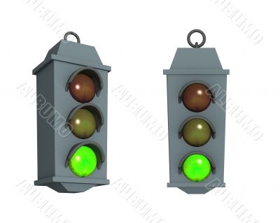 Traffic light with a burning green signal
