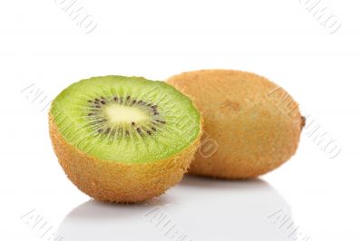 Two half of kiwi fruit