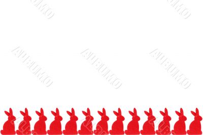 Row of red rabbits