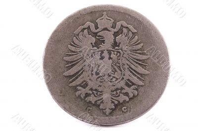 The head on the shabby ancient German coin