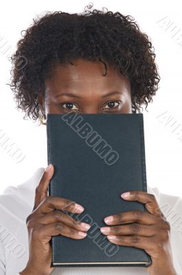 Book in her face