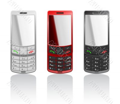 Vector photorealistic color cellphones