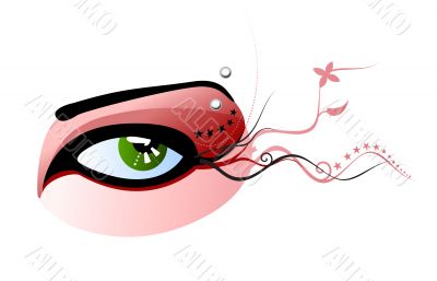Vector green eye and pierced eyebrow