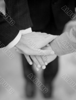 business hands stacked