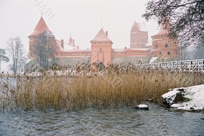 Lock Trakaj in the winter. Lithuania.