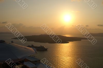 Sunset on a greek island santorini