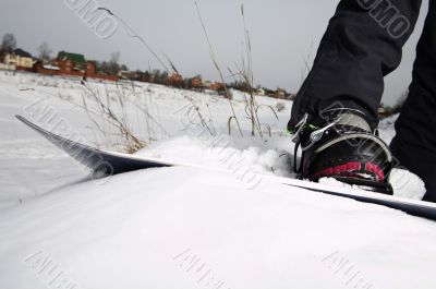 young adult female snowboarder