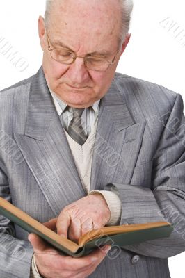 Senior reading a book