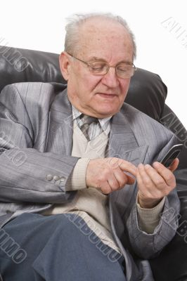 Senior using a mobile phone