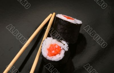 sushi and chopsticks