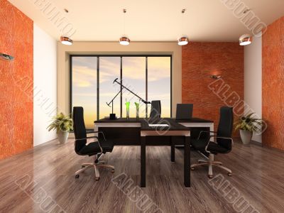 Interior of the modern office 3D rendering