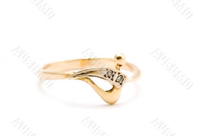Golden ring on white