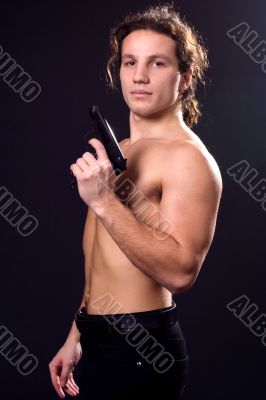 man and gun