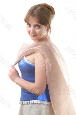 young lady in blue dress