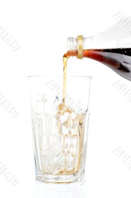 Poured soda in a empty glass