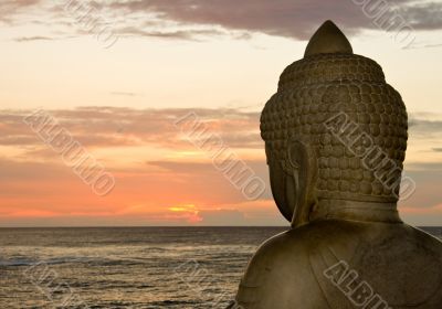 Buddha and sunset