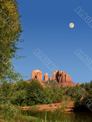 Cathedral Rocks with Moon rising