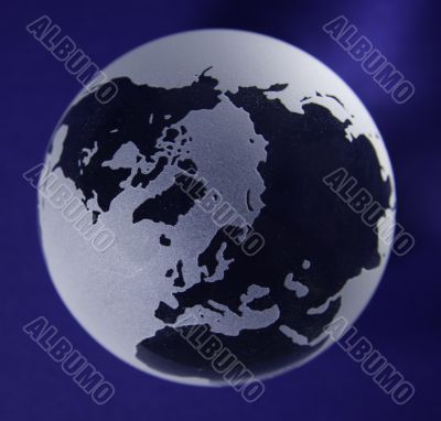 Glass Globe with blue background