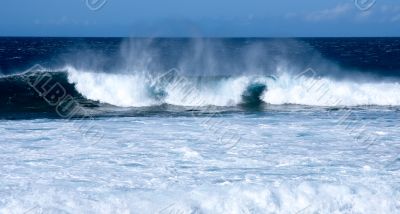 Waves crashing on beach