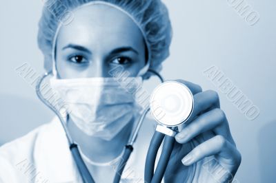 Portrait of a young doctor with stethoscope.