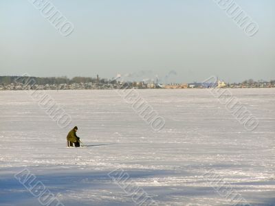 winter fisherman
