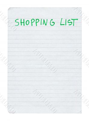 shopping list