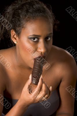 Black sexy girl with chocolate