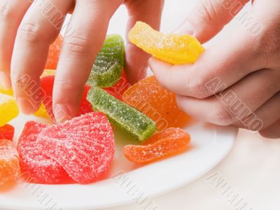 Hands with marmalade