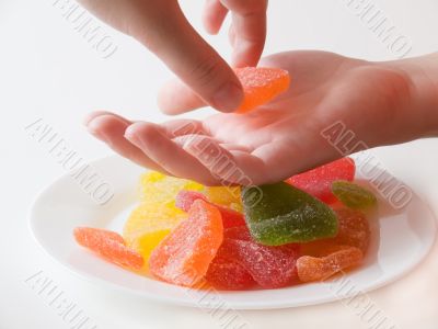 Hands with marmalade
