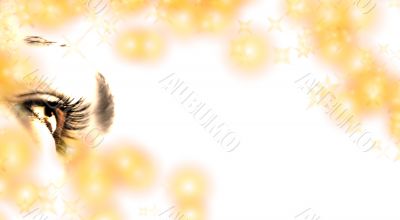 Women`s eye - looking forward.Isolated on white.