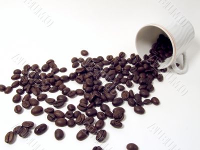 Cup and coffee beans