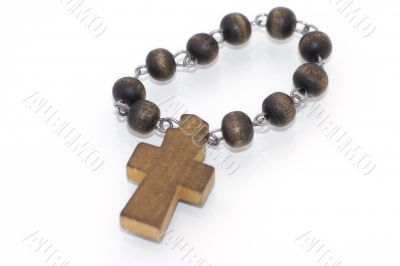 wood cross with beads