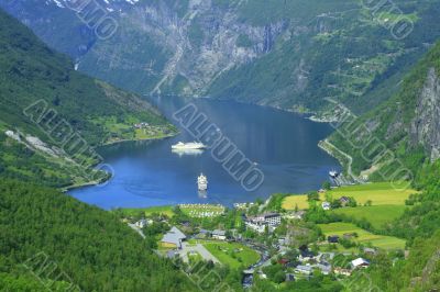 Geiranger fjord, Norway town